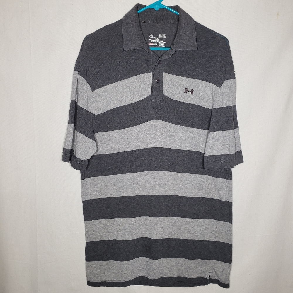 Gray striped Under Armour collared short-sleeved S M small men's medium
